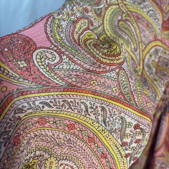 Tommy Hilfiger Pink Paisley Off-Shoulder Dress Size 10 Elastic Waist 3/4 Sleeves - Picture 14 of 16